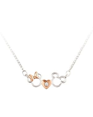 Disney Mickey & Minnie Two Tone Plated Necklace - Metallic