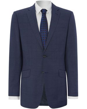 Simon Carter Window Pane Check Regular Suit Jacket - Blue