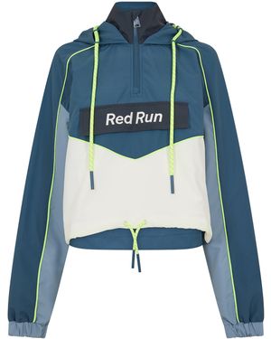 Red Run Cropped Hooded Windbreaker - Blue