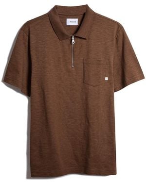 Farah Chancery Zipped Short-Sleeve Polo Shirt - Brown