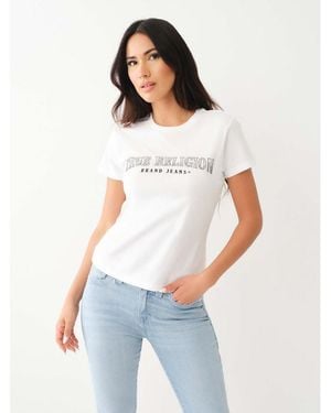TRUE RELIGION Slim Crew Neck Logo Short Sleeve T-Shirt - White