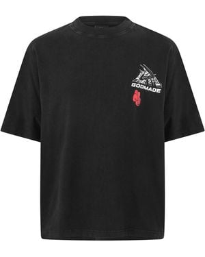 God Made Gm Logo Wrap Regular Fit T-Shirt - Black