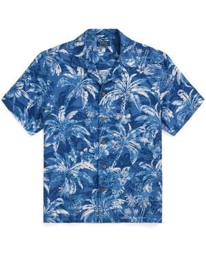 Polo Ralph Lauren Linen Palm Pattern Short Sleeve Shirt - Blue
