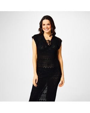 Biba Pointelle Knit Maxi Dress - Black