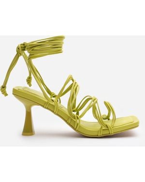Where's That From Square Toe Block Heel Court Shoes - Yellow