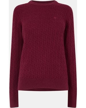 Jack Wills Jack Tinsbury Merino Wool Blend Cable Knitted Jumper - Purple