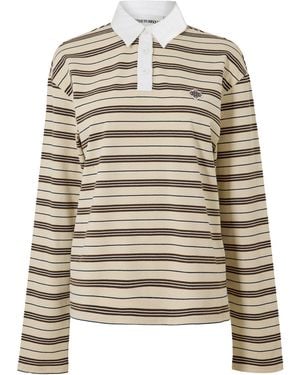The Couture Club Striped Rugby Polo Shirt - Natural