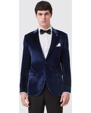 Twisted Tailor Bloomfield Velvet Slim Fit Blazer - Blue