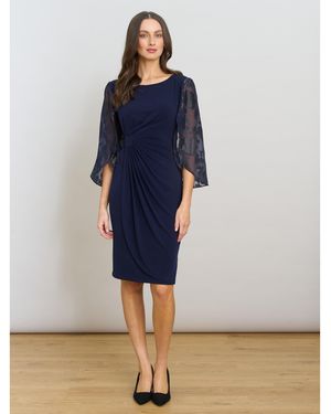 Gina Bacconi Helene Lace Sleeve Dress - Blue