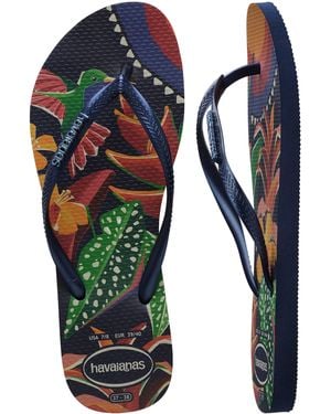 Havaianas Slim Tropical Flip Flops - Blue
