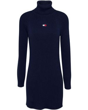 Tommy Hilfiger Mockneck Badge Jumper Dress - Blue