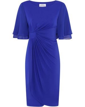 Gina Bacconi Hanne Jersey And Chiffon Wrap Dress - Blue