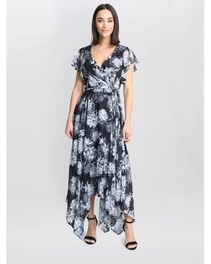 Gina Bacconi Jude High-Low Floral Print Dress - Blue