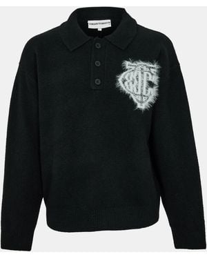 The Couture Club Textured Soft Knit Relaxed Fit Knitted Top - Black