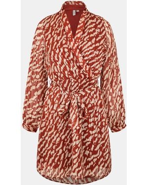 Vero Moda Patterned Wrap Dress - Red