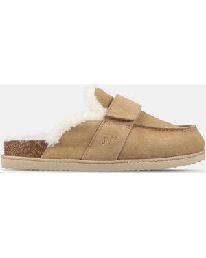 Jack Wills Shearling Mule Slippers - Natural