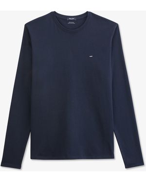 Eden Park Long Sleeved Cotton T-Shirt - Blue