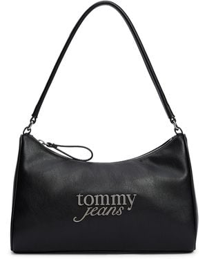Tommy Hilfiger Bold Script Faux Leather Shoulder Bag 3.4 L - Black