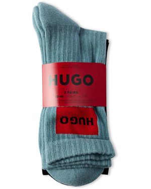 HUGO Bodywear 3 Pack Rib Patch Socks - Red
