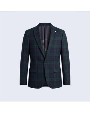 Twisted Tailor Ginger Slim Fit Tartan Suit Jacket - Blue