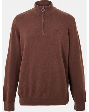Barbour Half-Zip Cotton Knitted Jumper - Brown