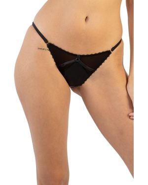 Playful Promises Noelle Satin Strappy Tanga Brief - Black
