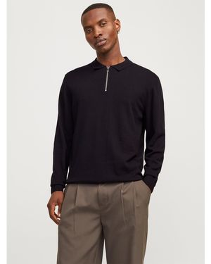 Jack & Jones Emil Half Zip Knitted Polo - Blue