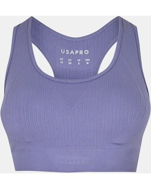 Usa Pro Up Seamless Crop Sports Bra - Purple