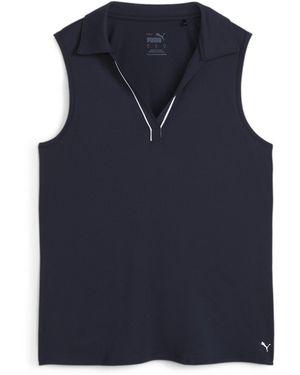 PUMA Cloudspun Piped Sleeveless Performance Polo Shirt - Blue