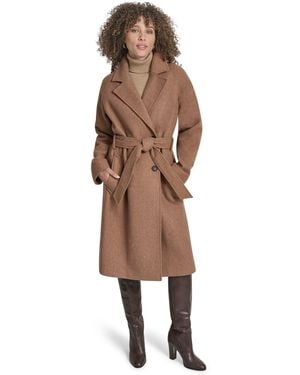 DKNY Wrap Overcoat - Brown