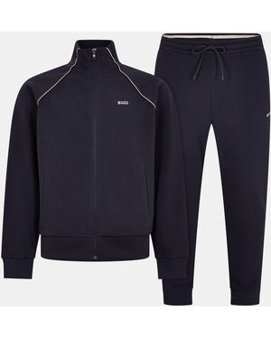 BOSS Woven Tracksuit 2-Piece Set With Piping & Logo Detail - Blue