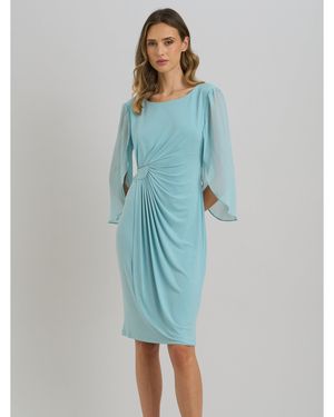 Gina Bacconi Ryder Faux Wrap Dress With Tulip Sleeve - Blue