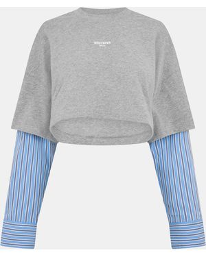 WRSTBHVR Worst B Teela Long Sleeve Cropped Crop Top - Blue