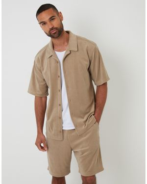 Threadbare Crofton Short-Sleeve Patterned Shirt - Natural