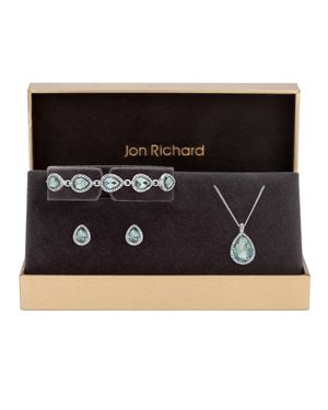 Jon Richard Plated Aqua Pear Drop Set - Black