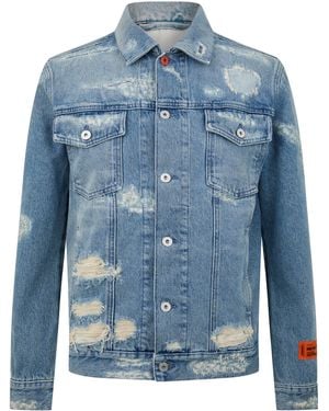 Heron Preston Super Distressed Denim Jacket - Blue