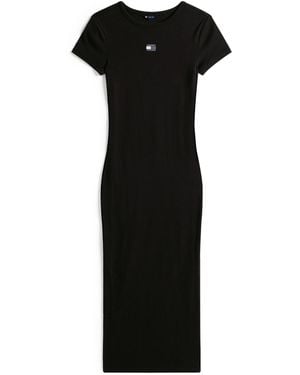 Tommy Hilfiger Badge Ribbed Bodycon Dress - Black