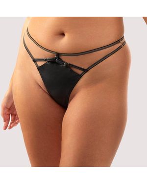 Playful Promises Ramona Leatherette Thong - Black