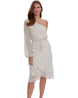 Gina Bacconi Sasha Chiffon Spot Dress Wrap - White