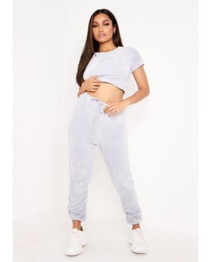 Missy Empire Chenille Drawstring Joggers - White