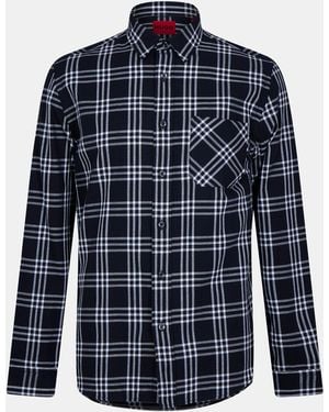 HUGO Emero 01 Long-Sleeve Plain Shirt - Blue