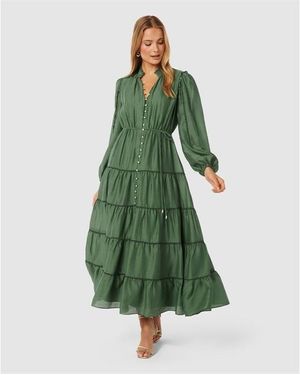Forever New Jessie Button Down Midi Dress - Green