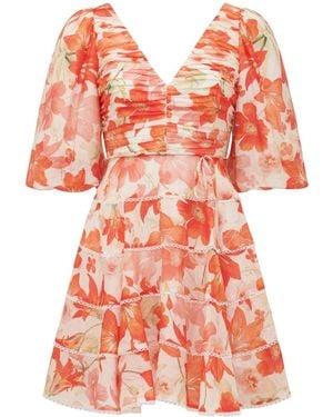 Forever New Cindy Tiered Floral Skater Dress - Orange