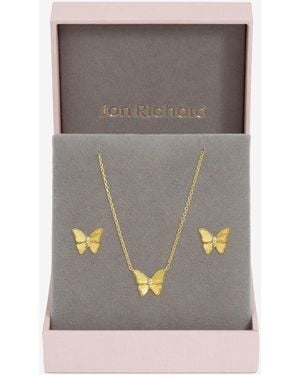 Jon Richard Plated Diamond Cut Butterfly Set - Grey