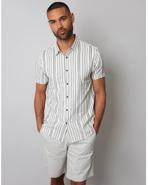 Threadbare Brownhill Short-Sleeve Patterned Shirt - Grey