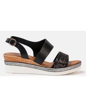Firetrap Ella Ladies Back-Strap Wedge Sandals - Black
