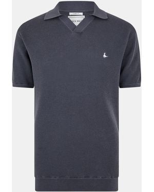 Jack Wills Ottoman Knit Short-Sleeve Polo Shirt - Blue