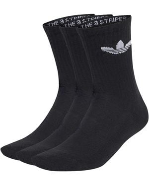 adidas Originals Trefoil Cotton Crew Socks 3 Pack - Black