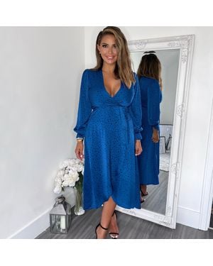 AX Paris And Printed Wrap Midi Dress - Blue