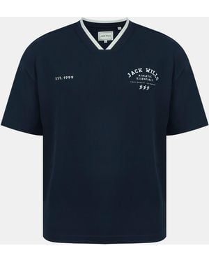 Jack Wills V-Neck Short Sleeve Oversized T-Shirt - Blue